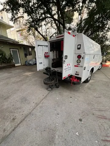Magnet Plumbing service vehicle on-site for Slab Leak Repair in Pasadena Bear Creek Estates